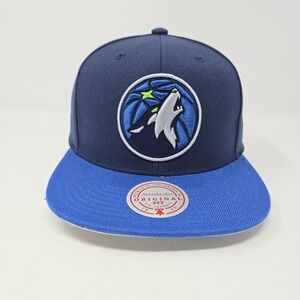 Mitchell & Ness Minnesota Timberwolves Snapback Hat NEW Navy Blue NBA Basic OSFA